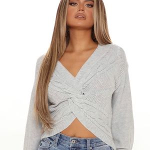 Fashion Nova - 	Twisted Stories Sweater - Heather Grey
